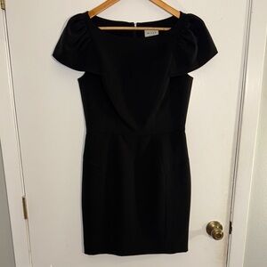 Milly Black Sheath Mini Dress with Puff Cap Sleeves